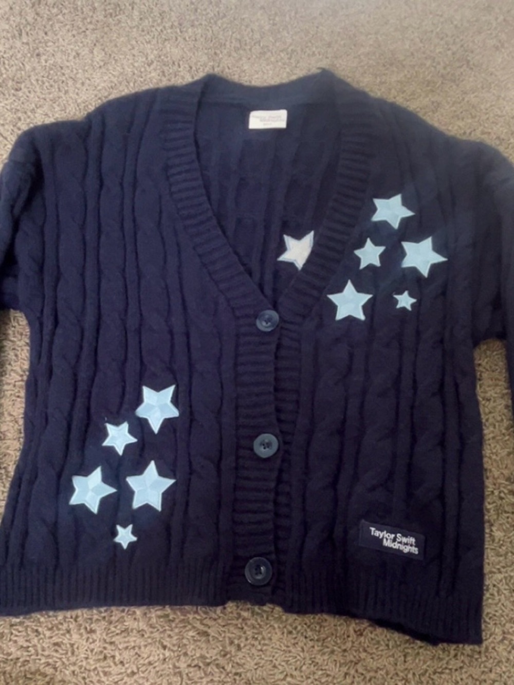 Taylor Swift Black Cable Knit Pullover with Yellow Midnights Tag